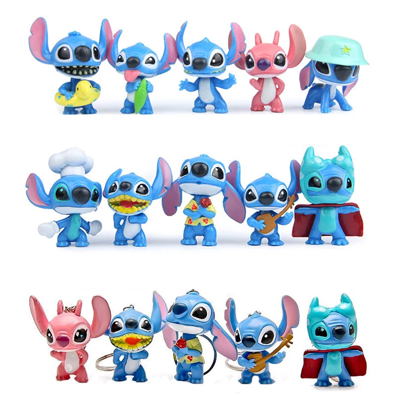 10pcs Disney Lilo Stitch Anime Figures Action Figura Keychains Pendent Ornament Dolls Collection Model Stitch Toys For Kids Gift