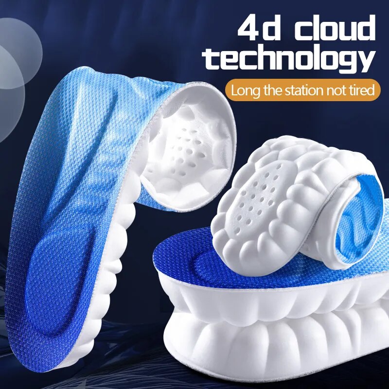 4D Latex Sport Insoles Super Soft High Elasticity Shoe Pads Anti-pain Deodorant Cushion Arch Support Running Insoles Foot Insole