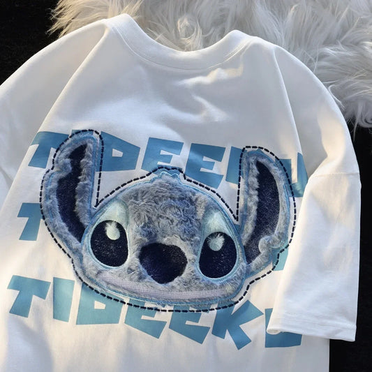 Youth men and women Stitch Disney oversize T Shirts Anime Character Print Cosplay Thin T-Shirts girl Graphic Undershirts