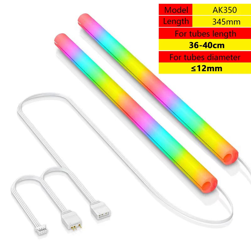 JUMPEAK Flexible 5V ARGB LED Neon Tube Light Strip Sleeve Cover for Gaming PC 120 240 360 AIO CPU Water Liquid Cooler Modding