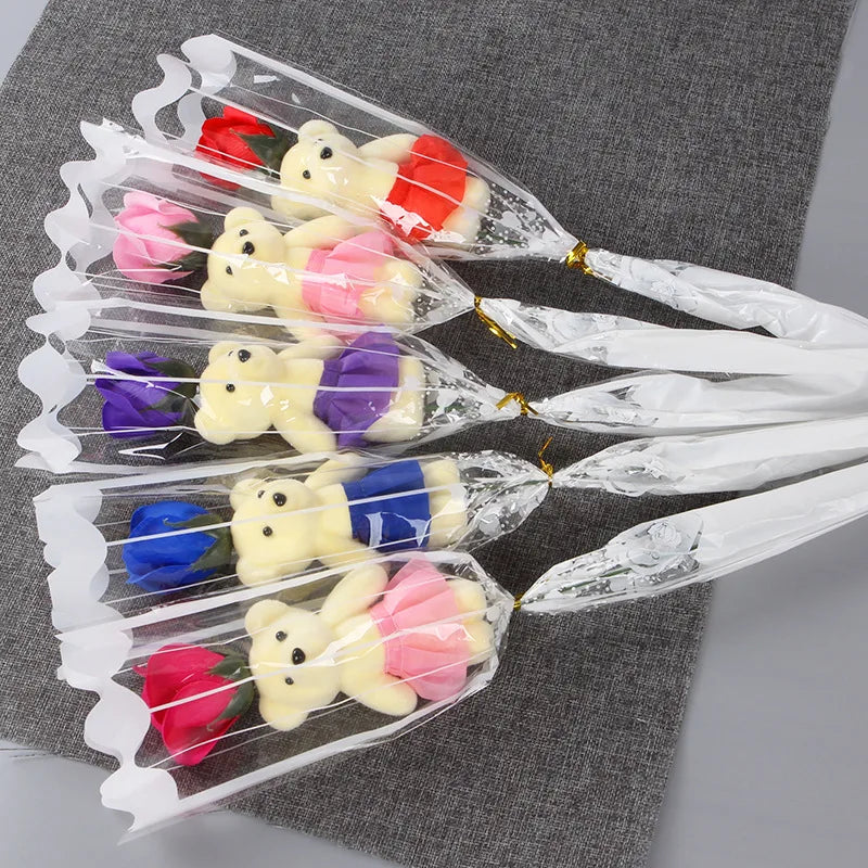 2022 Valentines Day Gift for Girlfriend Bear Flower Soap Wedding Gift for Guests Gift To A Girl Boyfriend Party Favors Presents