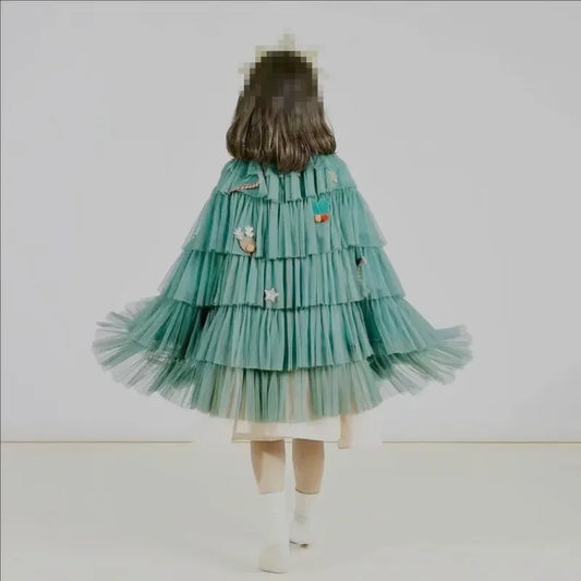 Christmas Costume Props Girl Green Christmas Tree Shaped Cloak Cosplay Parties Balls Performances Decorate Cloaks