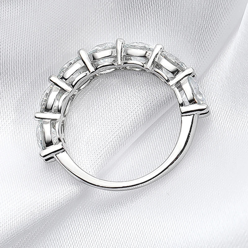 Smyoue 3.5/7cttw All Moissanite Ring for Women 7 Gemstone Sparkling Wedding Promise Band 100% S925 Sterling Silver Jewelry GRA