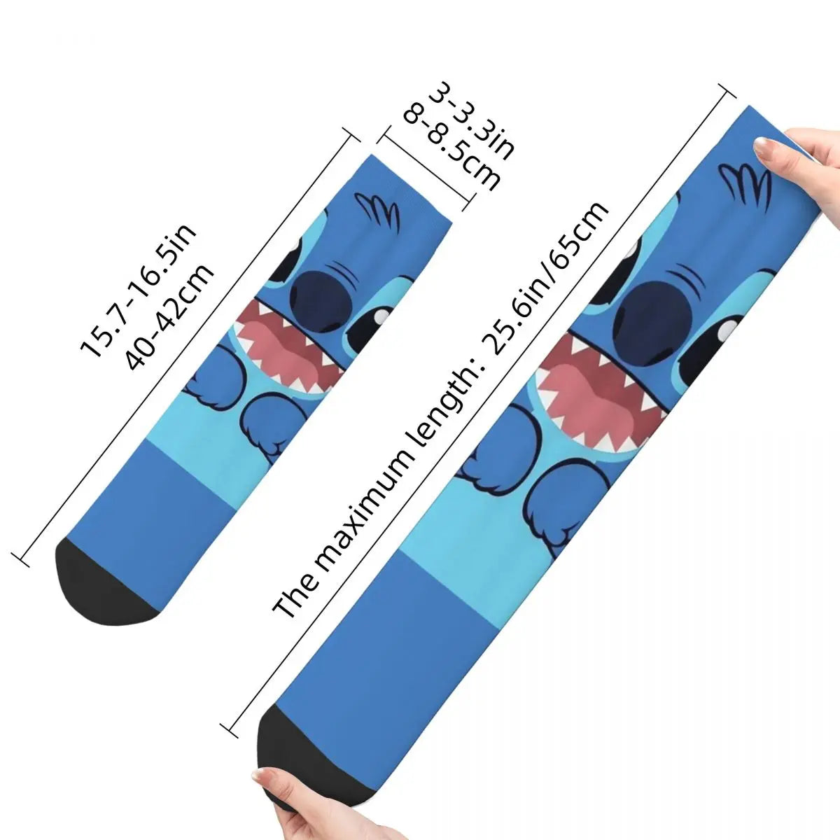 Hip-hop Lilo And Stitch Face Basketball Socks New Cartoon Polyester Middle Tube Socks for Women Men Sweat Absorbing