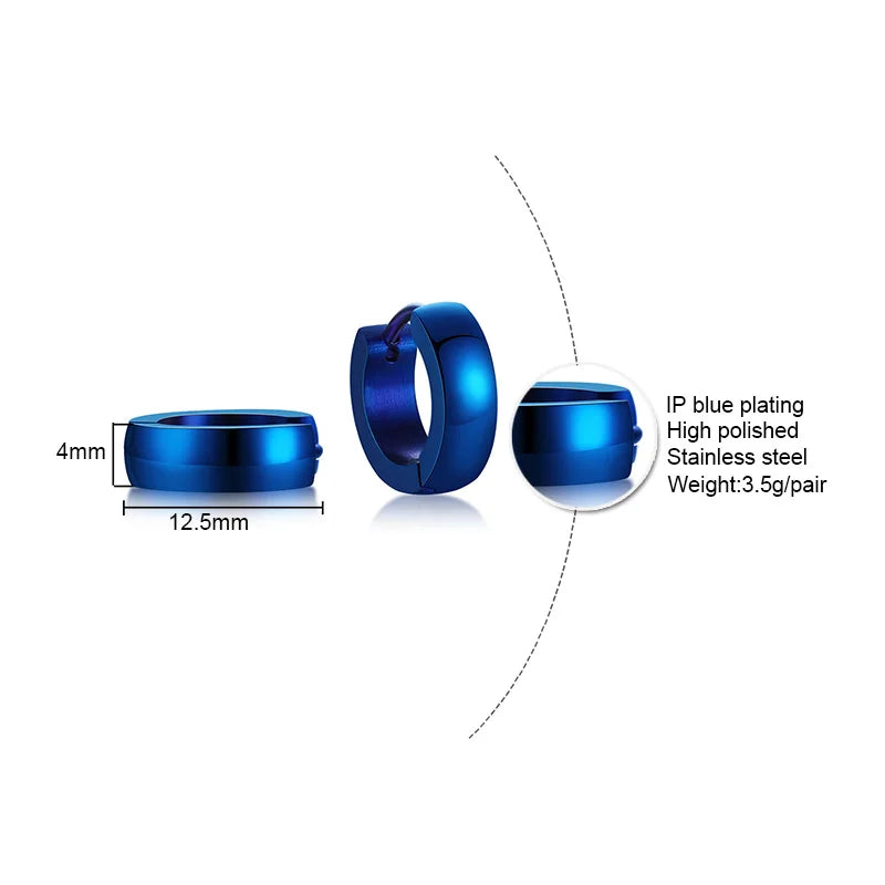 Punk Huggie Earrings for Men, Fashion Jewelry Stainless Steel Unique Small Hoop Earrings brincos masculinos