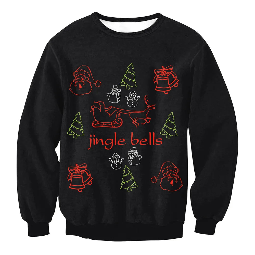 Christmas  Printed Sportswear  Loose Casual Long Sleeve  Women's Clothing Christmas Elk Print Round Neck Long Sleeve Sweatshirt