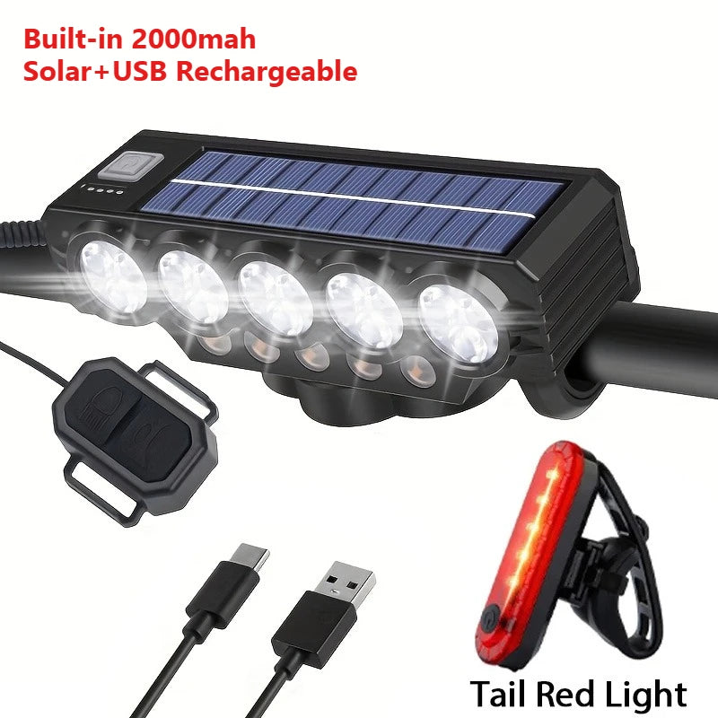 15LED Bike Light with 120DB Bell, USB Rechargeable Bicycle Headlight, 18650 Battery & Handlebar Mount, Waterproof Cycling Gear
