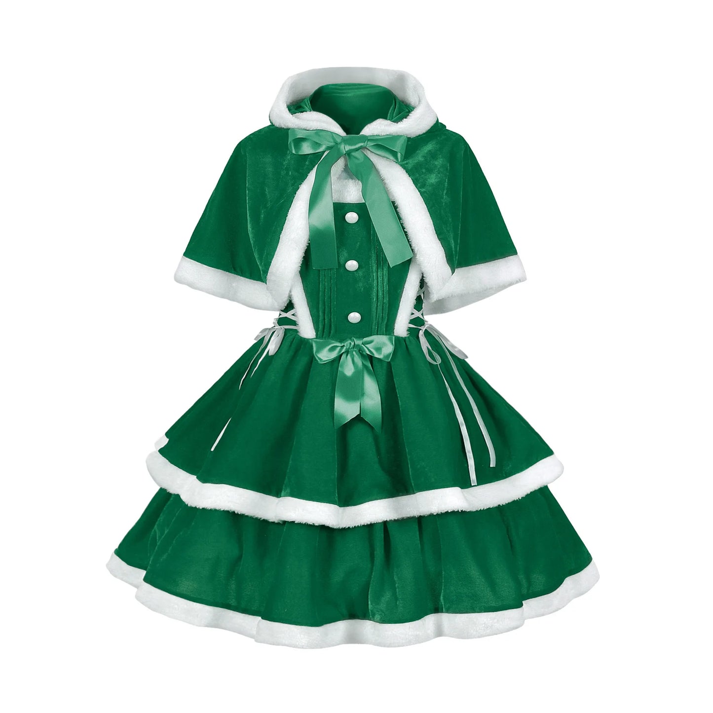 Christmas Dress For Women  Waist Fashion Warm Sling Dress Suit With Cloak And Dress Women Santa Claus Halloween Costume