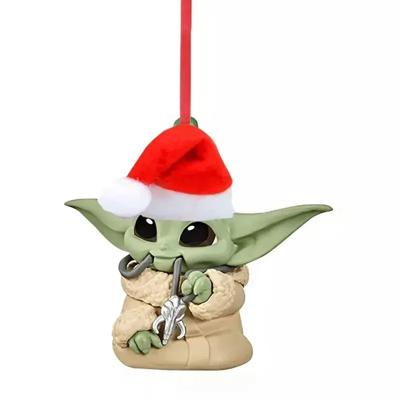 2D Baby Yoda Cute Christmas Ornaments Star Wars Movie Peripherals Model Doll Car Decoration Christmas Tree Cartoon Pendant gifts