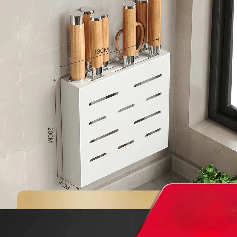 Kitchen knife storage box, knife holder, non-perforation, wall-mounted rack, kitchen items，kitchen accessories organizer