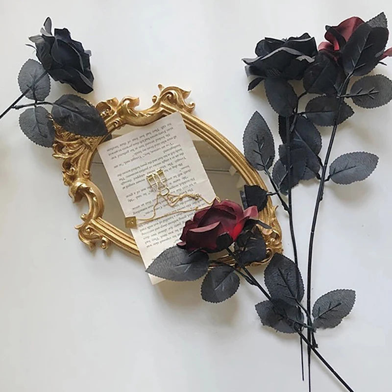 1pc Gothic Black Rose Artificial Flowers Simulation Flowers Valentine Roses Flowers Home Decorations Wedding Chritmas Decoration