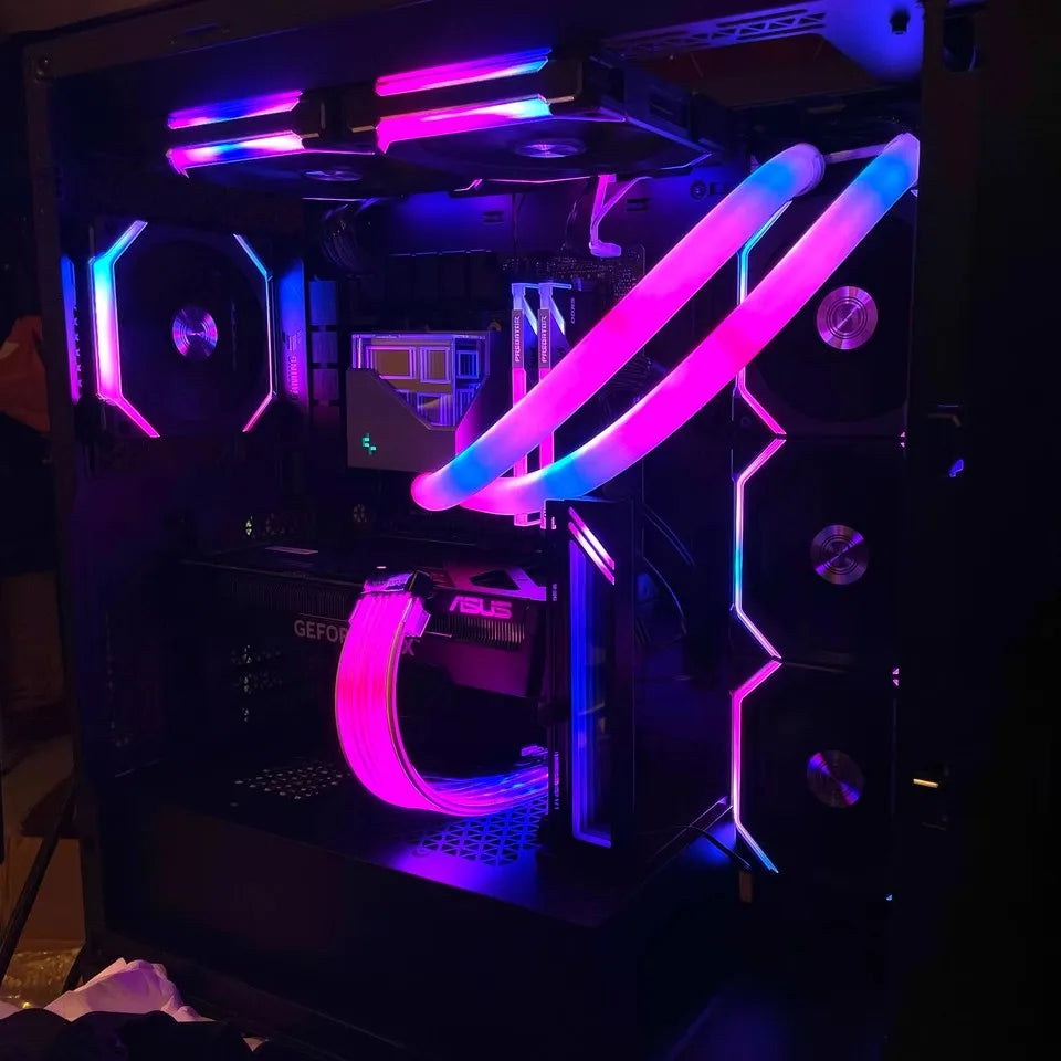 JUMPEAK Flexible 5V ARGB LED Neon Tube Light Strip Sleeve Cover for Gaming PC 120 240 360 AIO CPU Water Liquid Cooler Modding