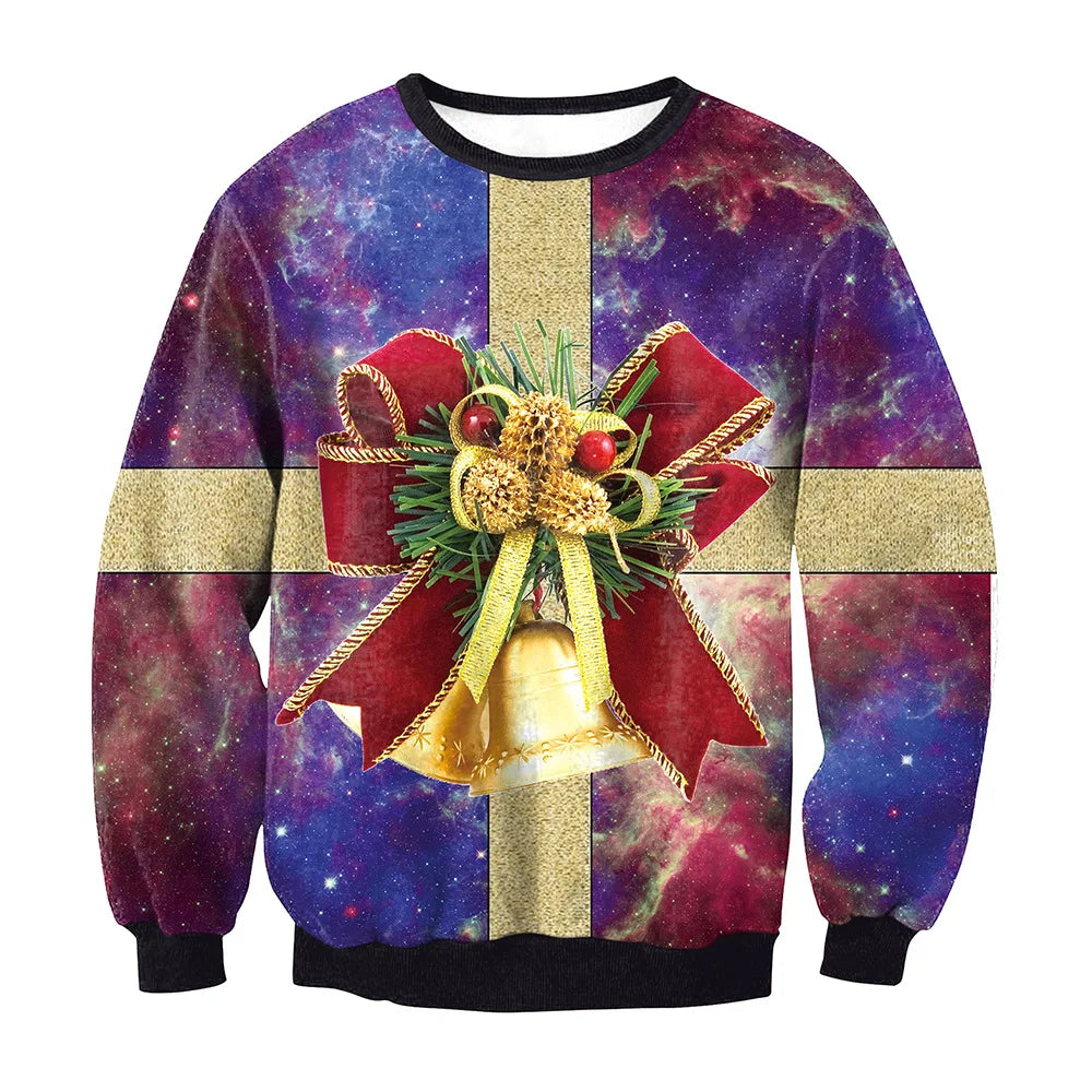 Christmas  Printed Sportswear  Loose Casual Long Sleeve  Women's Clothing Christmas Elk Print Round Neck Long Sleeve Sweatshirt
