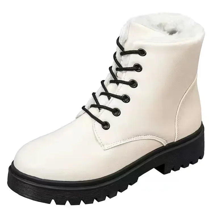 2023 Winter Leather Women Winter Boots Thick Wool Warm Women High-heeled Genuine Boot High-quality Female Snow Boots Women Shoes