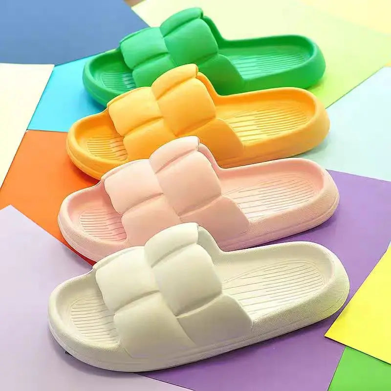Thick Sole Flat Bottom Bathroom Home Slippers Fashion Soft Sole EVA Indoor Women Sandals Summer Non Slip Herringbone Slippers