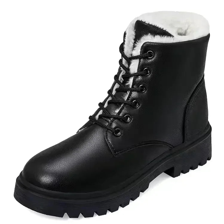 2023 Winter Leather Women Winter Boots Thick Wool Warm Women High-heeled Genuine Boot High-quality Female Snow Boots Women Shoes