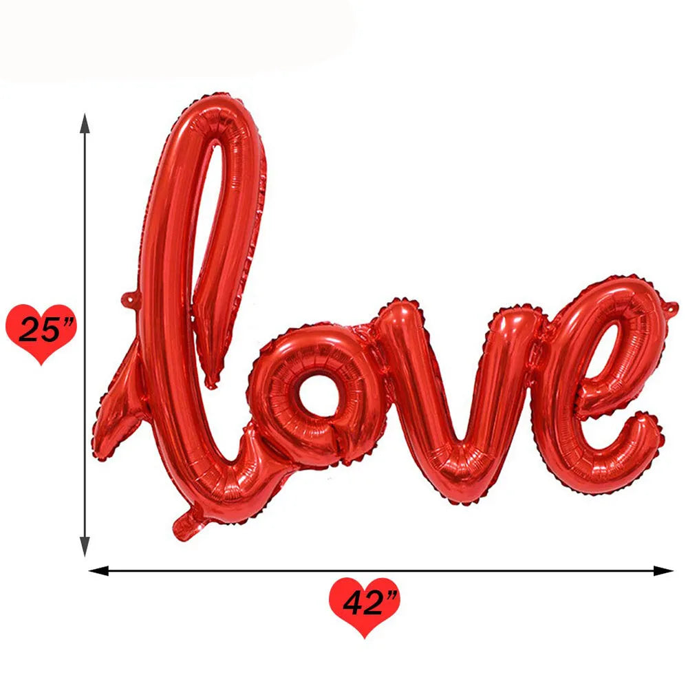 100cm Teddy Bear Standing Balloon Valentine Banner For Valentine's Day Decorations I Love You Foil Balloon