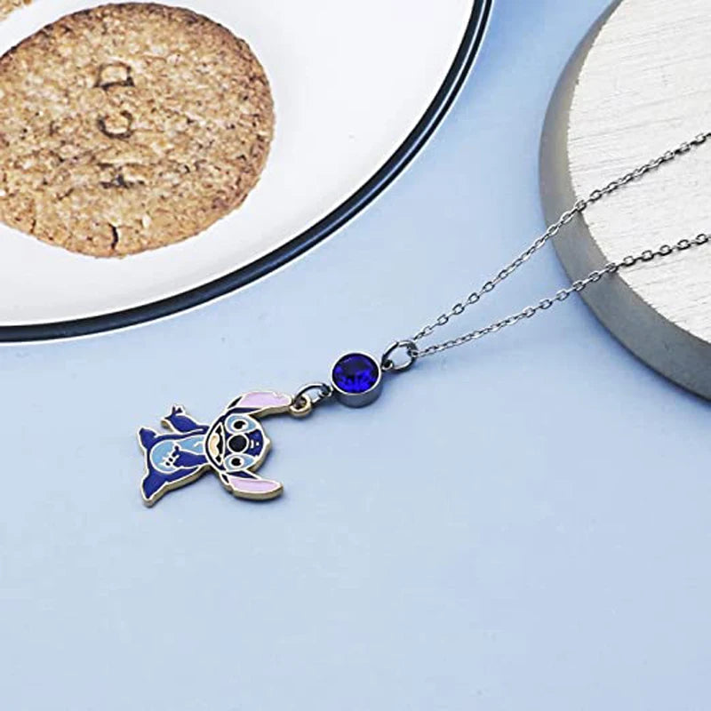 Disney Sci-fi Animated Film Lilo & Stitch Necklace Cute Cartoon Stitch Enamel Pendant Necklaces For Women Jewellery Gifts