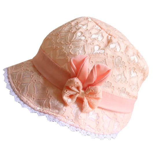 Girl Bucket Hat Cap for 3-12 Months Baby Girls Chiffon Bow Knot Style Kids Toddler Go Fishing Hats Floppy Chapeau