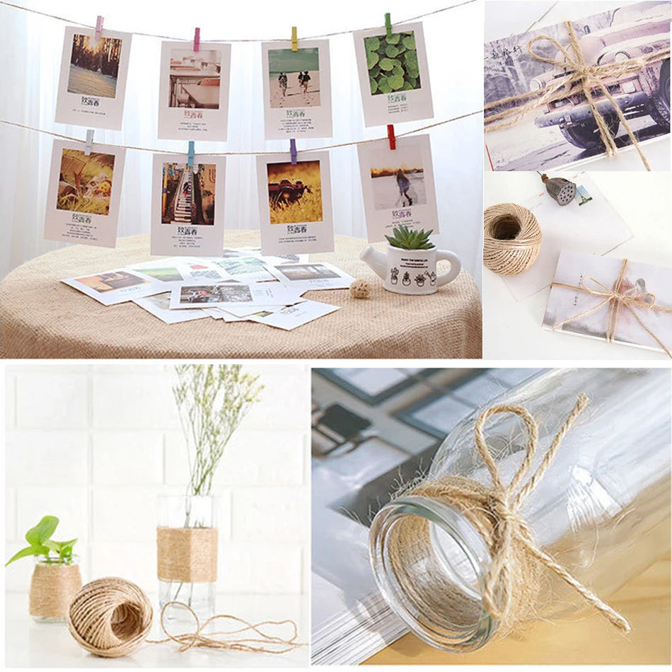 30Meter Natural Jute Rope Cord Hemp Twine Home Wedding Decoration Burlap Ribbon Handwork Gift Christmas Birthday Party Wrapping