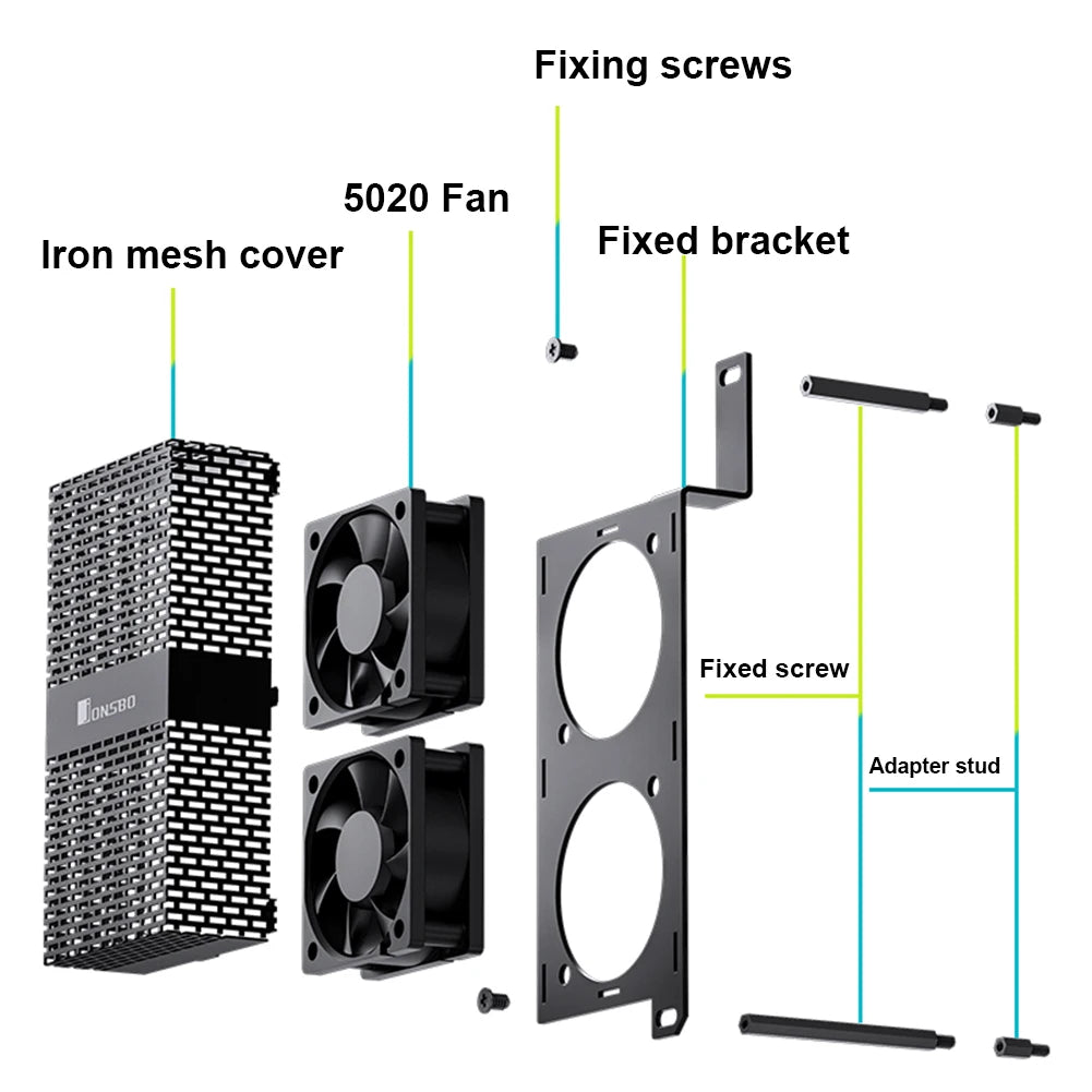 JONSBO NF-1 RAM Memory Module Cooling Radiator DDR4 DDR5 Ram Cooler 4Pin PWM 5V 3PIN ARGB Sync Dual 50mm Fan MemoryChip Heatsink