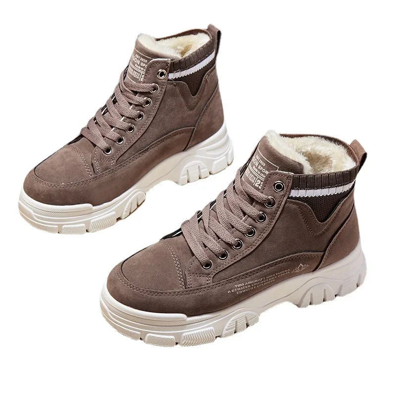 Snow Boots Women Shoes Warm Plush Fur Ankle Boots Winter Female Slip On Flat Casual Shoes 2023Waterproof Ultralight Footwear