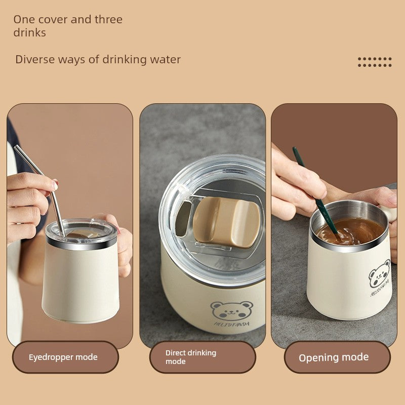 Cup Mug Coffee Cup with Lid 304 Stainless Steel Drinking Cup Tea Cup Men's and Women's Office Special Water Cup