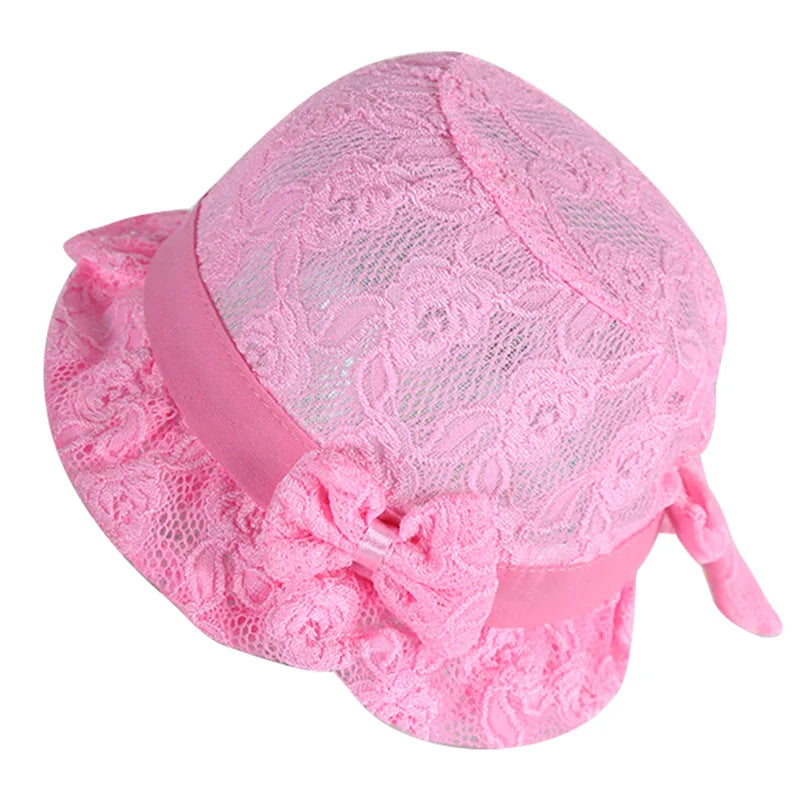 Girl Bucket Hat Cap for 3-12 Months Baby Girls Chiffon Bow Knot Style Kids Toddler Go Fishing Hats Floppy Chapeau