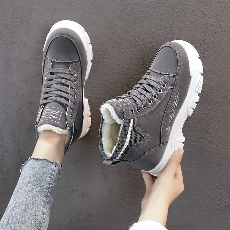 Snow Boots Women Shoes Warm Plush Fur Ankle Boots Winter Female Slip On Flat Casual Shoes 2023Waterproof Ultralight Footwear