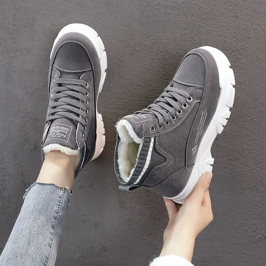 Snow Boots Women Shoes Warm Plush Fur Ankle Boots Winter Female Slip On Flat Casual Shoes 2023Waterproof Ultralight Footwear