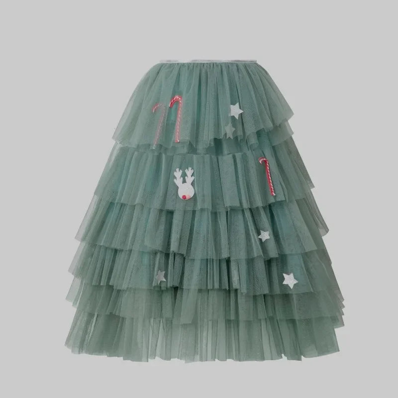 Christmas Costume Props Girl Green Christmas Tree Shaped Cloak Cosplay Parties Balls Performances Decorate Cloaks