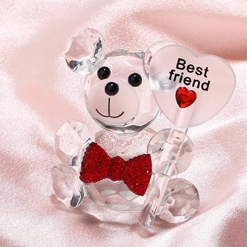Valentines Day Gift Crystal Glass Bear I Love You Best Gifts for Girlfriend Boyfriend Wedding Gift for Guests Bridesmaid Gift