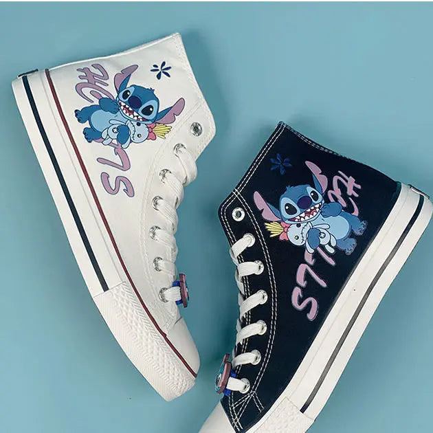 Lilo & Stitch Canvas Shoes Cute Cartoon Little Monster Pattern Shoes Fashion Casual Sports High and Low Canvas Shoes