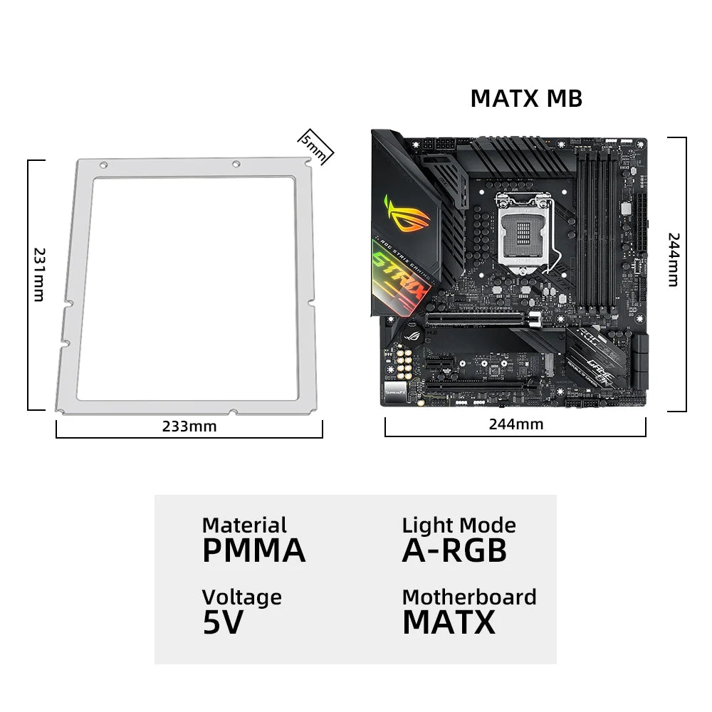 MOBO Frame Decoration Custom AURA SYNC PC Case MOD Panel ATX MATX ITX 5V3Pin Motherboard Lighting Pad MOBO A-RGB Frame Acrylic