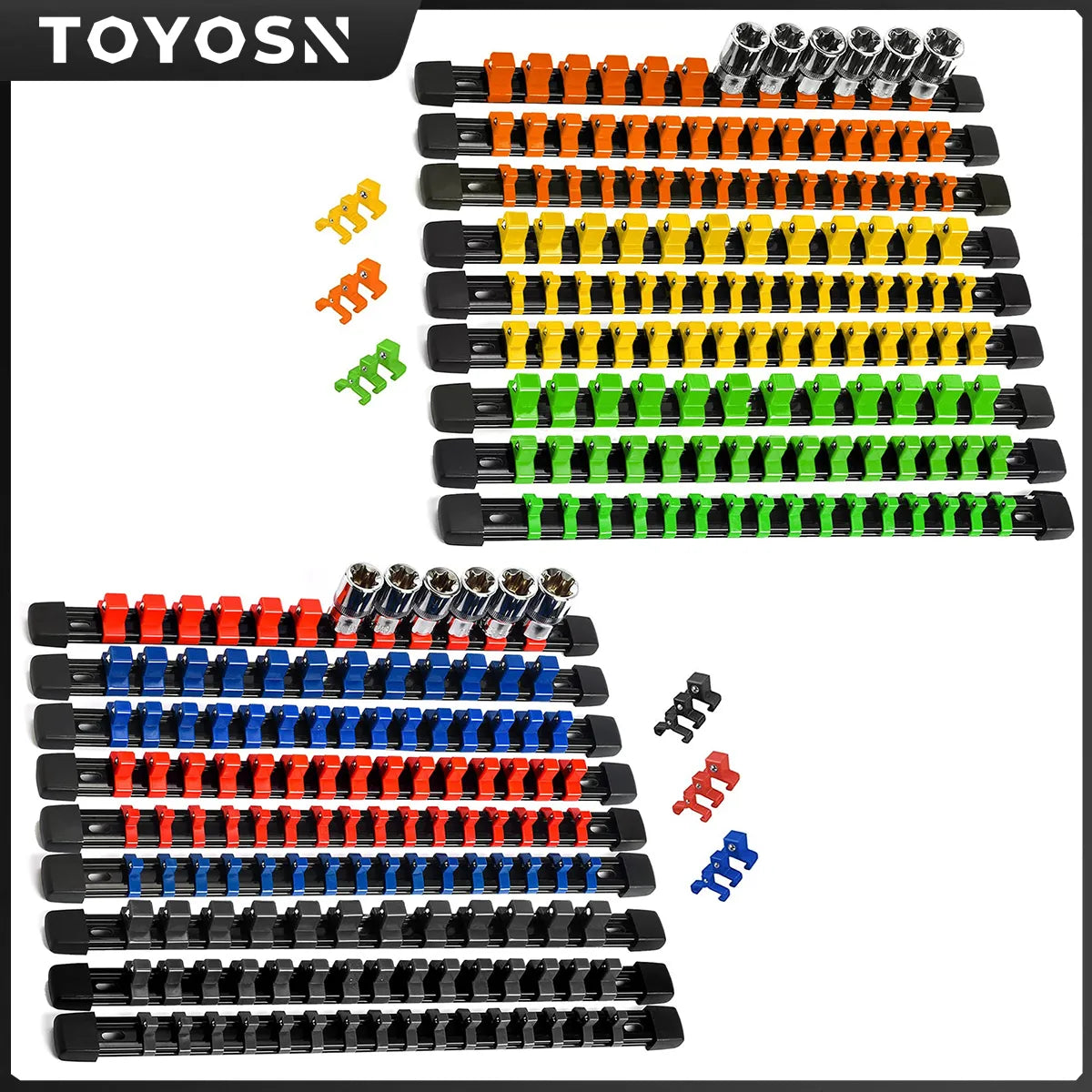 1/4" 3/8" 1/2" Wrench Holders Traight Plastic Universal Socket Organizer Rail Bracket Repair tools Socket Wall Wrench Home Tools