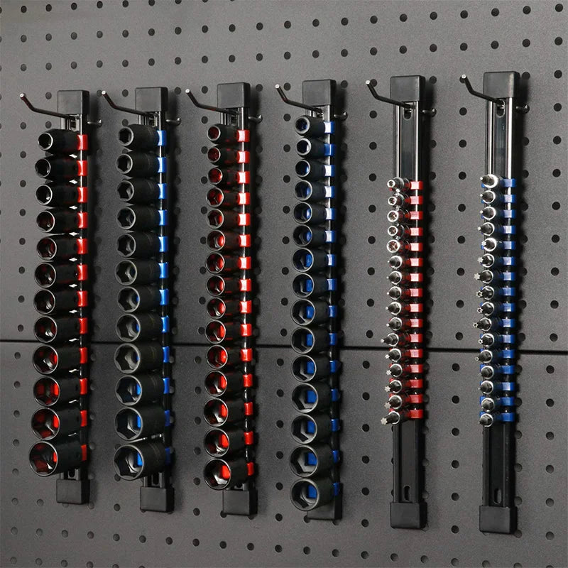1/4" 3/8" 1/2" Wrench Holders Traight Plastic Universal Socket Organizer Rail Bracket Repair tools Socket Wall Wrench Home Tools