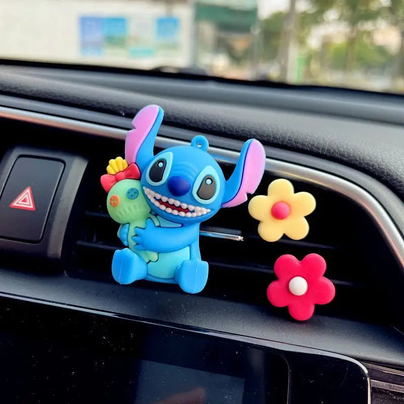 Stitch new car creative personalized cartoon decoration for men and women car air outlet purifying air aromatherapy holiday gift