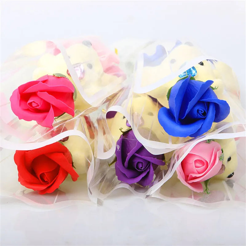 2022 Valentines Day Gift for Girlfriend Bear Flower Soap Wedding Gift for Guests Gift To A Girl Boyfriend Party Favors Presents