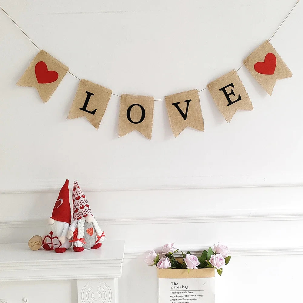 Happy Valentine’s Day Glasses Love Red Heart Bear Balloons Cake Insert Wedding Anniversary Party Supplies Gift Home Decoration