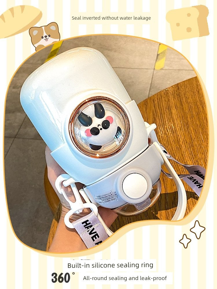 Straw Thermal Insulation Cup Girls Good-looking Water Cup Female Large Capacity Student Cute Gift 316 Kids Big Belly Cup