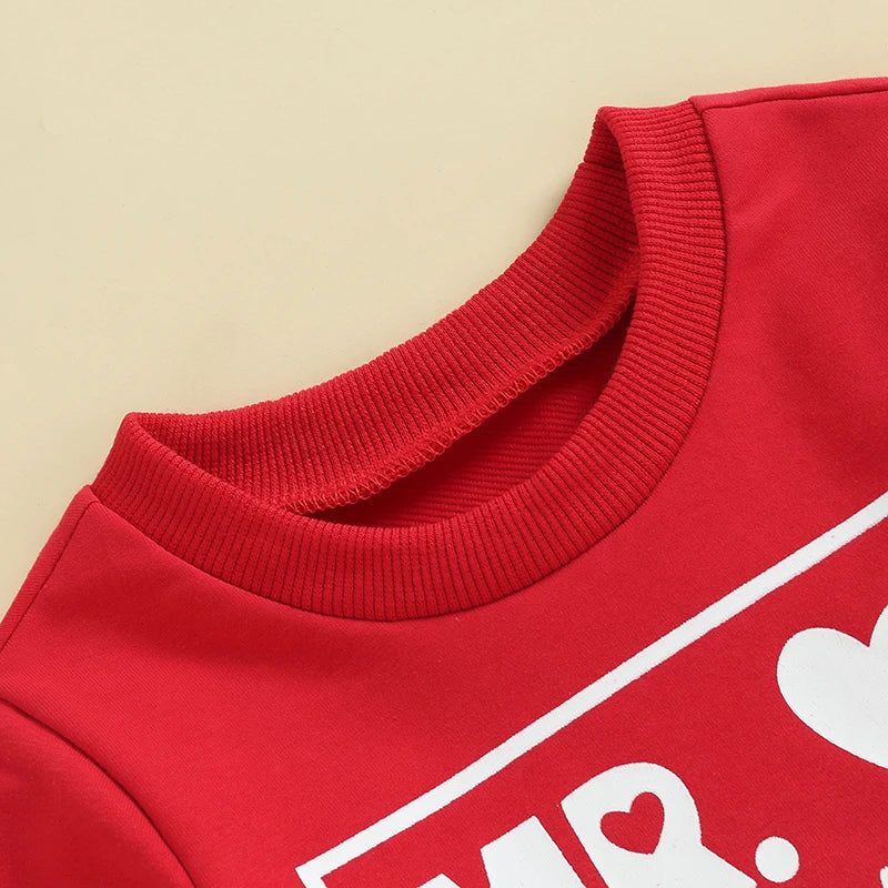 2023-10-17 Lioraitiin 0-3Y Toddler Baby Girl Valentines Day Outfit Letter Print Crewneck Sweatshirt Pullover Sweater Shirt