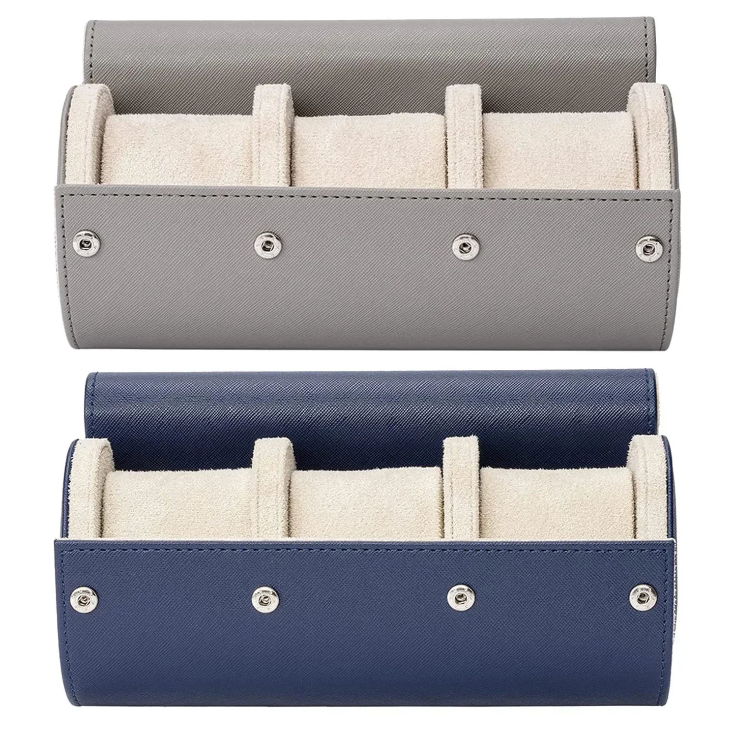 Watch Roll Travel Case for Storage Organizer, Anti-Scratching 3-Digit Watch Box for Men Women Jewelry Necklace Bracelet Display