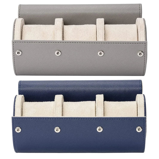 Watch Roll Travel Case for Storage Organizer, Anti-Scratching 3-Digit Watch Box for Men Women Jewelry Necklace Bracelet Display
