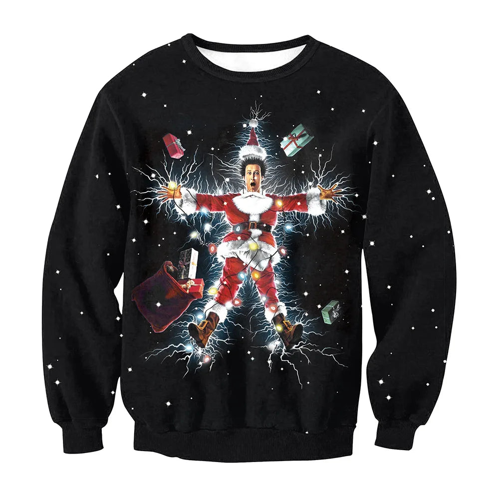 Christmas  Printed Sportswear  Loose Casual Long Sleeve  Women's Clothing Christmas Elk Print Round Neck Long Sleeve Sweatshirt