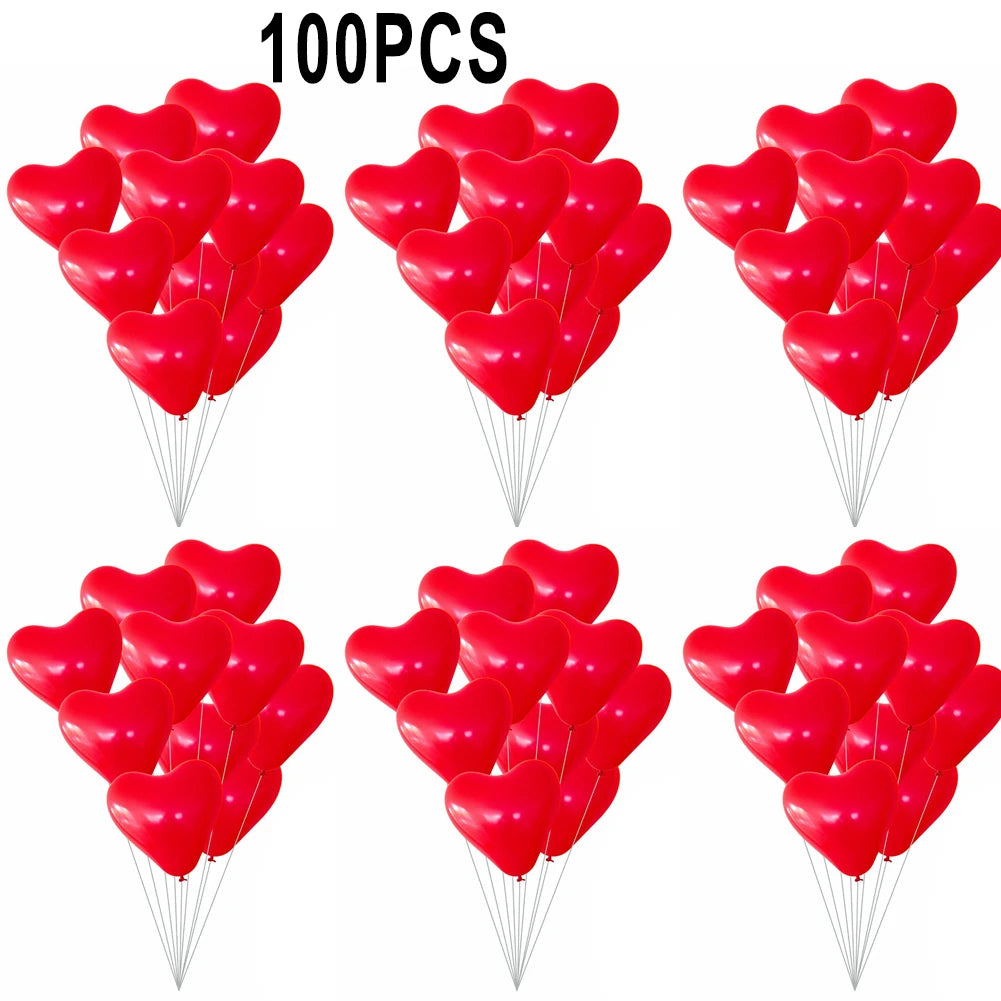 10/30/100pcs Rose Gold Love Heart Shape Foil Balloons Wedding Room Birthday Party Valentine Decorations Air Balls Globos