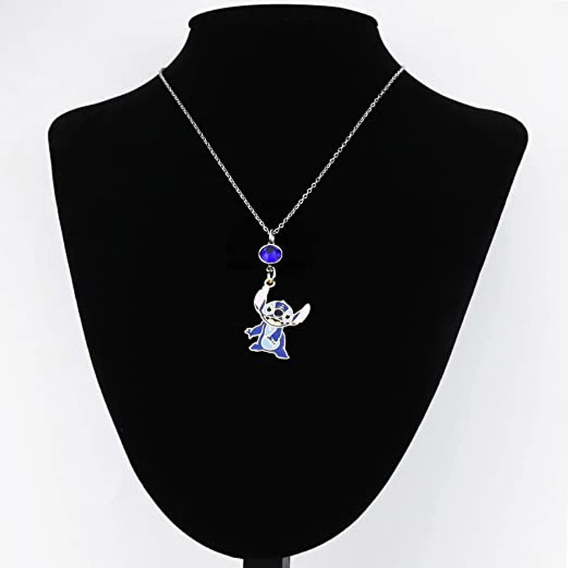 Disney Sci-fi Animated Film Lilo & Stitch Necklace Cute Cartoon Stitch Enamel Pendant Necklaces For Women Jewellery Gifts