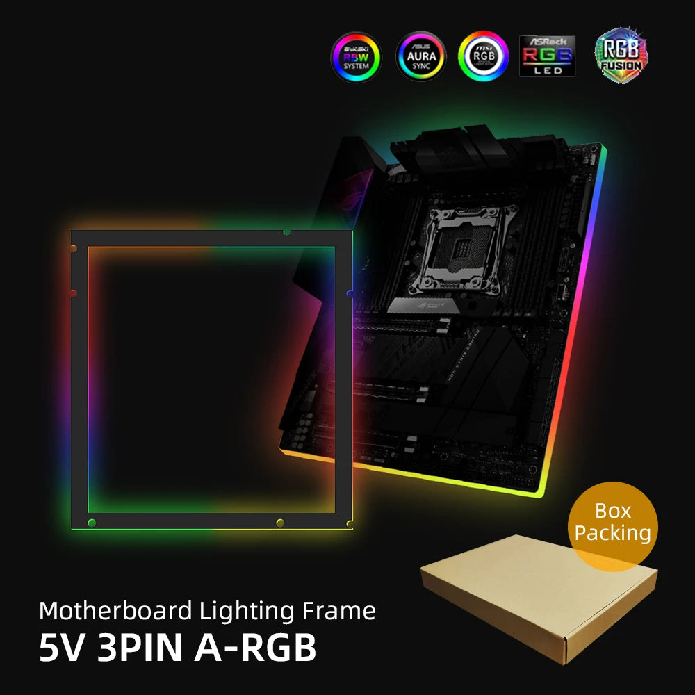 MOBO Frame Decoration Custom AURA SYNC PC Case MOD Panel ATX MATX ITX 5V3Pin Motherboard Lighting Pad MOBO A-RGB Frame Acrylic