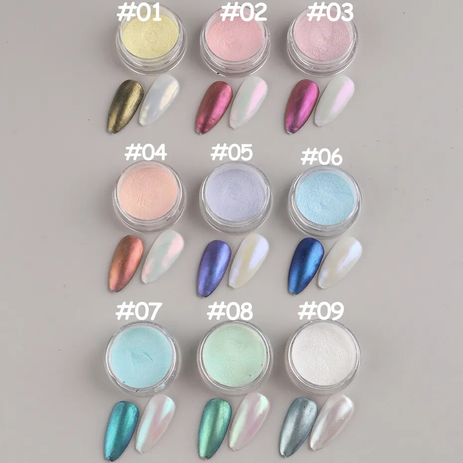 1 Box Aurora Nail Fairy Powder Pigment Pearl White Rubbing on Nail Art Glitter Dust Chrome Manicure Holographic Decorations TRX