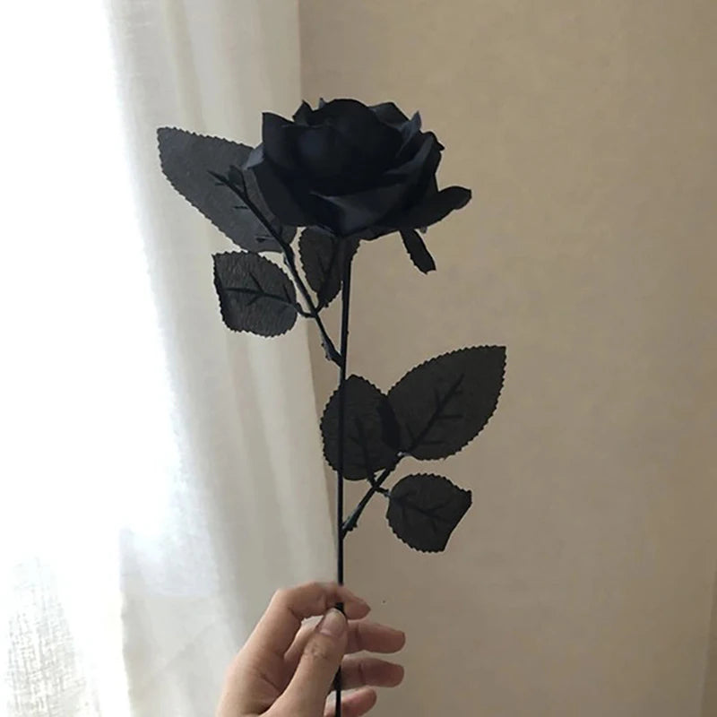 1pc Gothic Black Rose Artificial Flowers Simulation Flowers Valentine Roses Flowers Home Decorations Wedding Chritmas Decoration