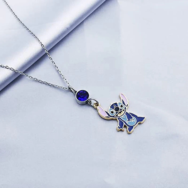 Disney Sci-fi Animated Film Lilo & Stitch Necklace Cute Cartoon Stitch Enamel Pendant Necklaces For Women Jewellery Gifts